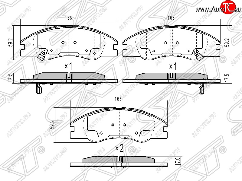 1 289 р. Колодки тормозные SAT (передние) KIA Cerato 1 LD седан дорестайлинг (2003-2007)  с доставкой в г. Новочеркасск