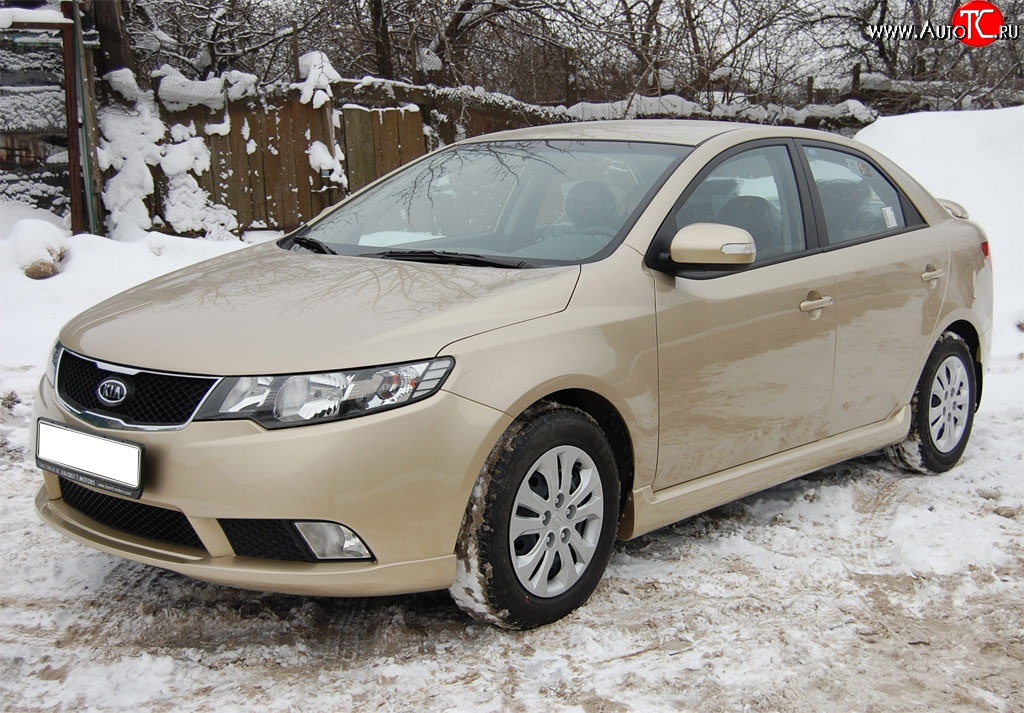 4 599 р. Накладка на передний бампер GT Dynamics KIA Cerato 2 TD седан (2008-2013) (Неокрашенная)  с доставкой в г. Новочеркасск