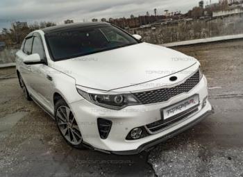 8 499 р. Юбка переднего бампера (только GT-Line бампер) TopKontur Design KIA Optima 4 JF дорестайлинг универсал (2015-2018) (Неокрашенная)  с доставкой в г. Новочеркасск. Увеличить фотографию 1