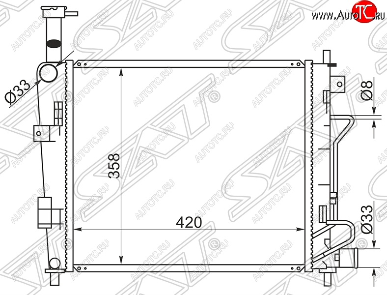 5 999 р. Радиатор двигателя SAT  KIA Picanto ( 2 TA хэтчбэк 5 дв.,  2 TA хэтчбэк 3 дв.) (2011-2017) дорестайлинг, дорестайлинг, рестайлинг, рестайлинг  с доставкой в г. Новочеркасск