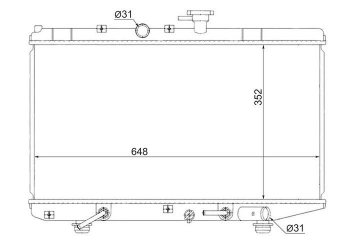 Радиатор двигателя SAT (пластинчатый, 1.3/1.5, АКПП) KIA Rio 1 DC дорестайлинг седан (2000-2002)