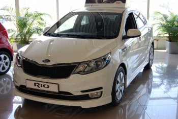 6 699 р. Накладка переднего бампера LitCompany KIA Rio 3 QB рестайлинг седан (2015-2017) (Неокрашенная)  с доставкой в г. Новочеркасск. Увеличить фотографию 2