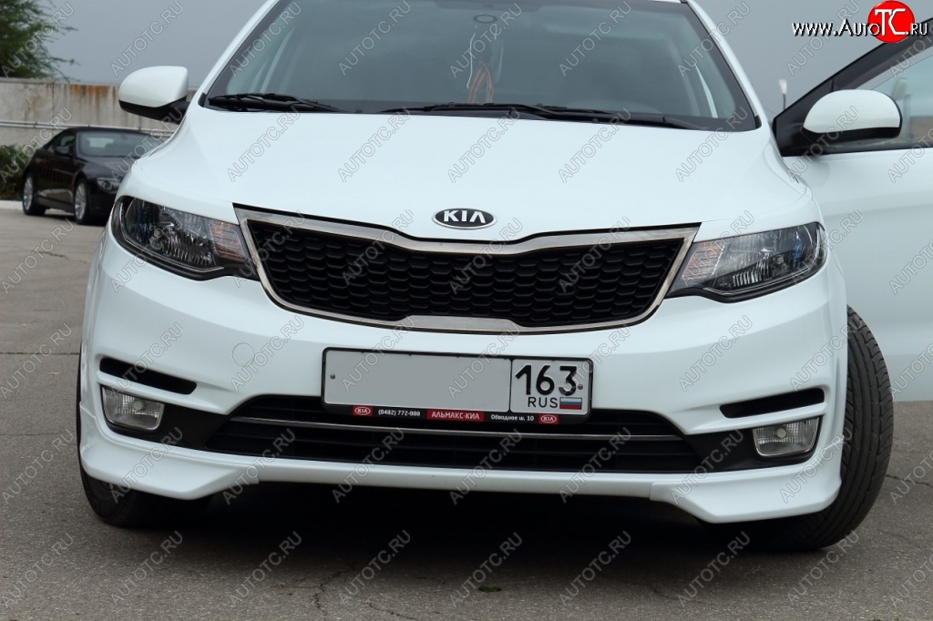 3 799 р. Накладки на передний бампер (рестайлинг) BS  KIA Rio  3 QB (2015-2017) рестайлинг седан (Неокрашенная)  с доставкой в г. Новочеркасск