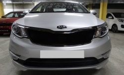 1 539 р. Сетка в решетку радиатора Russtal  KIA Rio  3 QB (2015-2017) рестайлинг седан, рестайлингхэтчбек5дв. (черная)  с доставкой в г. Новочеркасск. Увеличить фотографию 2