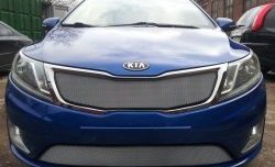 1 539 р. Нижняя сетка на бампер Russtal (хром)  KIA Rio  3 QB (2011-2015) дорестайлинг седан, дорестайлингхэтчбек5дв.  с доставкой в г. Новочеркасск. Увеличить фотографию 2