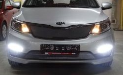 1 539 р. Нижняя сетка на бампер Russtal (хром) KIA Rio 3 QB рестайлинг седан (2015-2017)  с доставкой в г. Новочеркасск. Увеличить фотографию 1