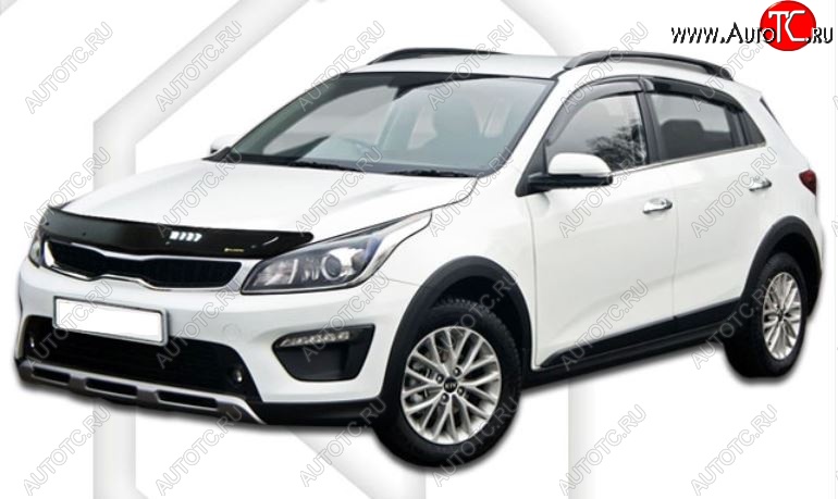 2 079 р. Дефлектор капота CA-Plastic KIA Rio X-line (2017-2021) (Classic черный, Без надписи)  с доставкой в г. Новочеркасск