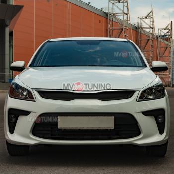 1 799 р. Реснички на фары MV-Tuning  KIA Rio ( 4 FB,  4 YB) (2016-2020) дорестайлинг седан, дорестайлинг, хэтчбэк (Неокрашенные)  с доставкой в г. Новочеркасск. Увеличить фотографию 1