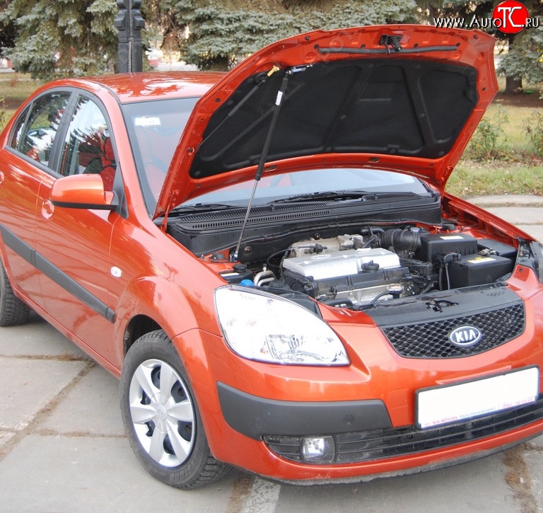 2 969 р. Упор капота Sport KIA Rio 2 JB дорестайлинг, хэтчбэк 5 дв. (2005-2009)  с доставкой в г. Новочеркасск