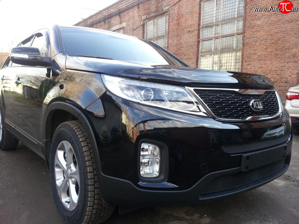 1 469 р. Нижняя сетка на бампер Russtal (черная) KIA Sorento XM рестайлинг (2012-2015)  с доставкой в г. Новочеркасск