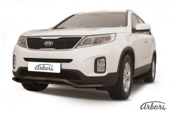 8 099 р. Защита переднего бампера Arbori (волна, черная, 1 труба d57 mm). KIA Sorento XM рестайлинг (2012-2015)  с доставкой в г. Новочеркасск. Увеличить фотографию 1