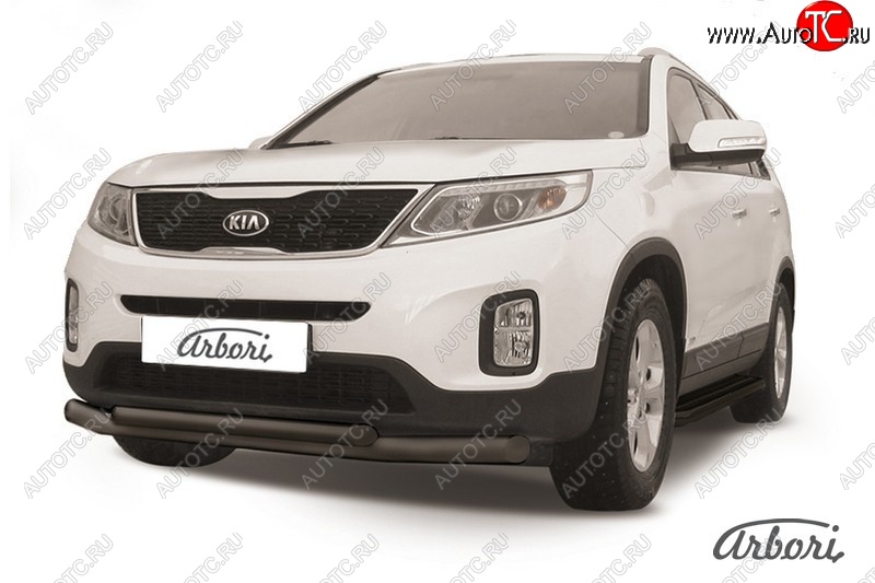 7 019 р. Защита переднего бампера Arbori (черная, 2 трубы d57 и 42 mm) KIA Sorento XM рестайлинг (2012-2015)  с доставкой в г. Новочеркасск