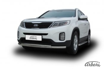 5 499 р. Защита переднего бампера Arbori (нержавейка, 2 трубы d57 и 42 mm) KIA Sorento XM рестайлинг (2012-2015)  с доставкой в г. Новочеркасск. Увеличить фотографию 2