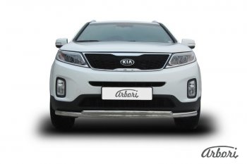 5 499 р. Защита переднего бампера Arbori (нержавейка, 2 трубы d57 и 42 mm) KIA Sorento XM рестайлинг (2012-2015)  с доставкой в г. Новочеркасск. Увеличить фотографию 1