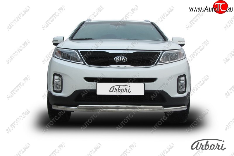 5 499 р. Защита переднего бампера Arbori (нержавейка, 2 трубы d57 и 42 mm) KIA Sorento XM рестайлинг (2012-2015)  с доставкой в г. Новочеркасск