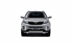 Защита переднего бампера двойная из труб d63/51 мм Petroil Tuning KIA Sorento XM рестайлинг (2012-2015)  (Нержавеющая полированная сталь)