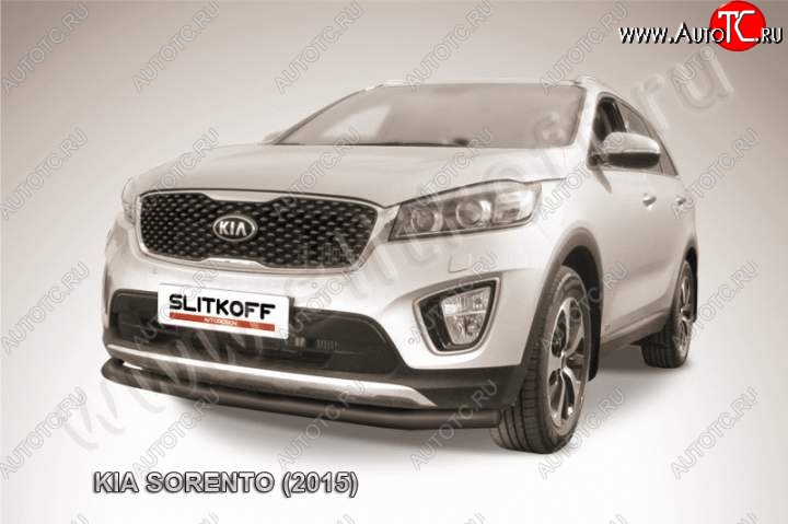 11 649 р. Защита переднего бампера из трубы d57 Slitkoff KIA Sorento UM/Prime дорестайлинг (2014-2018) (Цвет: серебристый)  с доставкой в г. Новочеркасск