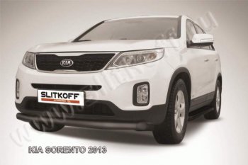 9 199 р. Защита переднего бампера из трубы d76 Slitkoff KIA Sorento XM рестайлинг (2012-2015) (Цвет: серебристый)  с доставкой в г. Новочеркасск. Увеличить фотографию 1