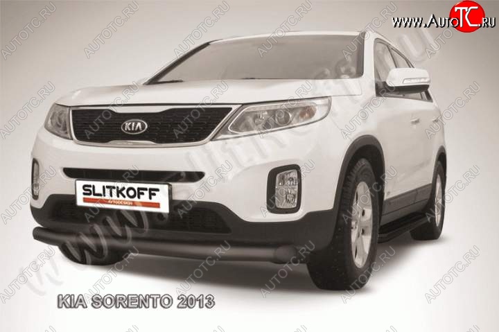 9 199 р. Защита переднего бампера из трубы d76 Slitkoff KIA Sorento XM рестайлинг (2012-2015) (Цвет: серебристый)  с доставкой в г. Новочеркасск