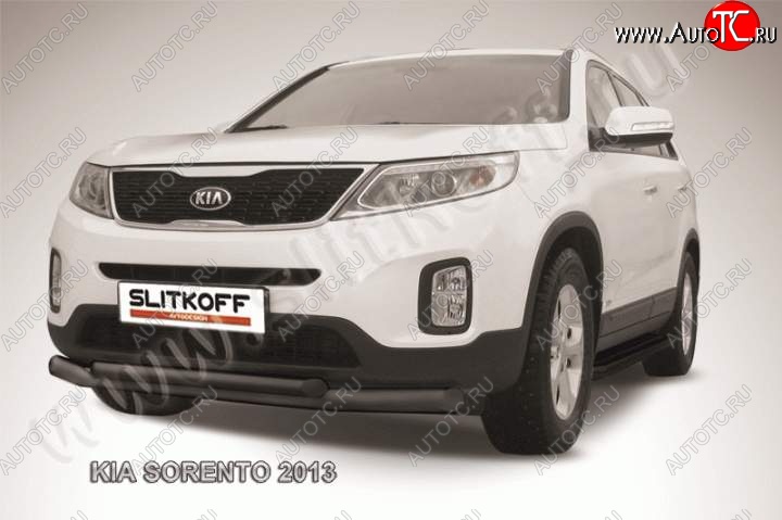 9 949 р. Защита переднего бампера из труб d76+57 Slitkoff (двойная)  KIA Sorento  XM (2012-2015) рестайлинг (Цвет: серебристый)  с доставкой в г. Новочеркасск