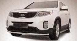 10 649 р. Одинарная защита переднего бампера из трубы диаметром 57 мм Slitkoff KIA Sorento XM рестайлинг (2012-2015) (Нержавейка, Полированная)  с доставкой в г. Новочеркасск. Увеличить фотографию 1