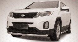 13 199 р. Одинарная защита переднего бампера из трубы диаметром 76 мм Slitkoff KIA Sorento XM рестайлинг (2012-2015) (Нержавейка, Полированная)  с доставкой в г. Новочеркасск. Увеличить фотографию 1