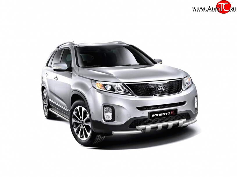 13 499 р. Широкая защита порогов Petroil Tuning KIA Sorento XM рестайлинг (2012-2015) (Нержавеющая полированная сталь)  с доставкой в г. Новочеркасск