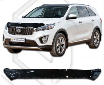 1 999 р. Дефлектор капота CA-Plastiс  KIA Sorento  UM/Prime (2014-2020) дорестайлинг, рестайлинг (Classic черный, Без надписи)  с доставкой в г. Новочеркасск. Увеличить фотографию 1