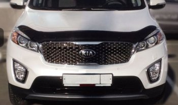 2 499 р. Дефлектор капота SIM  KIA Sorento  UM/Prime (2014-2020) дорестайлинг, рестайлинг  с доставкой в г. Новочеркасск. Увеличить фотографию 1