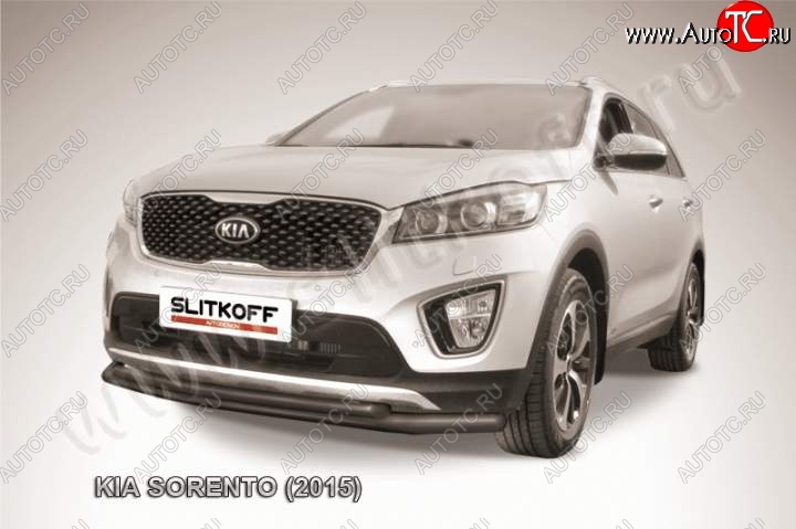 8 449 р. Защита переднего бампера из труб d57+d42 Slitkoff  KIA Sorento  UM/Prime (2014-2018) дорестайлинг (Цвет: серебристый)  с доставкой в г. Новочеркасск