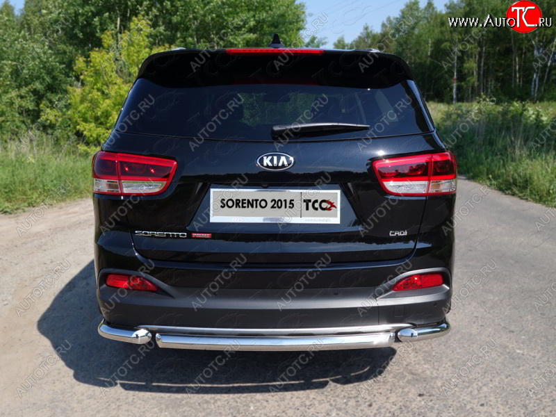 12 299 р. Защита заднего бампера (короткая) ТСС (нержавейка d 60,3 мм) KIA Sorento UM/Prime дорестайлинг (2014-2018)  с доставкой в г. Новочеркасск