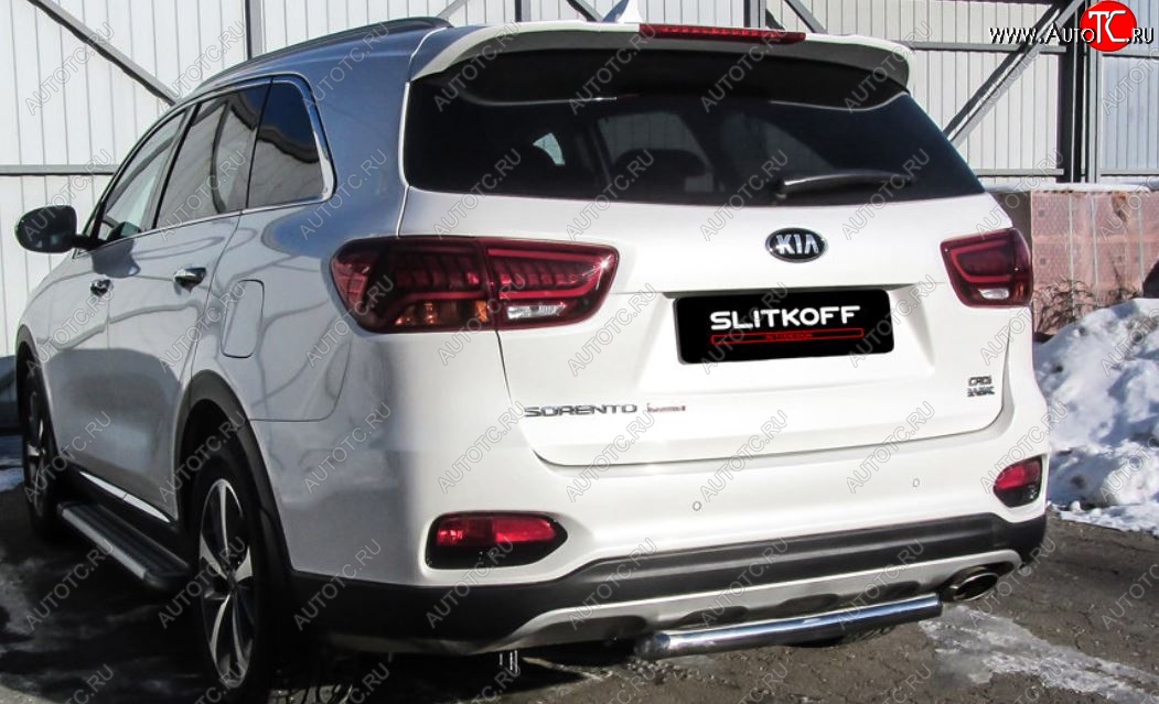 7 349 р. Защита заднего бампера Slitkoff (d57)  KIA Sorento  UM/Prime (2018-2020) рестайлинг (Нержавейка, Полированная)  с доставкой в г. Новочеркасск