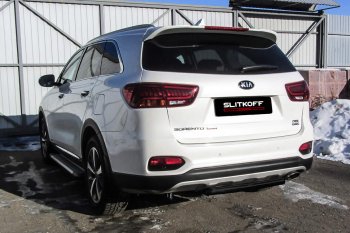 4 999 р. Защита заднего бампера Slitkoff (короткая, d57)  KIA Sorento  UM/Prime (2018-2020) рестайлинг (Сталь с полимерным покрытием. Цвет: чёрный)  с доставкой в г. Новочеркасск. Увеличить фотографию 1