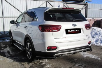 Защита заднего бампера Slitkoff (уголки, d57) KIA (КИА) Sorento (соренто)  UM/Prime (2018-2020) UM/Prime рестайлинг