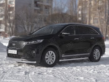 16 599 р. Защита переднего бампера (2 трубы Ø63 и 42 мм, нержавейка) SLITKOFF KIA Sorento UM/Prime рестайлинг (2018-2020)  с доставкой в г. Новочеркасск. Увеличить фотографию 2