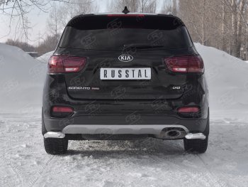 Защита заднего бампера (Ø63 мм уголки, нержавейка) Russtal KIA Sorento UM/Prime рестайлинг (2018-2020)