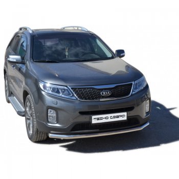 Защита переднего бампера ТехноСфера (Техно Сфера) (нержавейка, d63.5 mm) KIA Sorento XM рестайлинг (2012-2015)