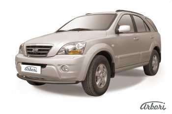 5 669 р. Защита переднего бампера Arbori (черная, 1 труба d57 mm). KIA Sorento BL дорестайлинг (2002-2006)  с доставкой в г. Новочеркасск. Увеличить фотографию 1