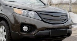 4 999 р. Решётка радиатора RA  KIA Sorento  XM (2009-2012) дорестайлинг (Глянец под окраску, с металлической сеткой, Неокрашенная)  с доставкой в г. Новочеркасск. Увеличить фотографию 2