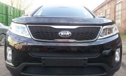 1 469 р. Нижняя сетка на бампер Russtal (черная) KIA Sorento XM рестайлинг (2012-2015)  с доставкой в г. Новочеркасск. Увеличить фотографию 1