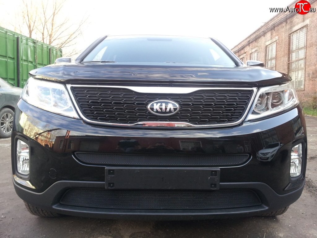 1 469 р. Нижняя сетка на бампер Russtal (черная)  KIA Sorento  XM (2012-2015) рестайлинг  с доставкой в г. Новочеркасск