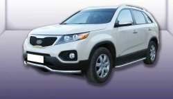 13 449 р. Фигурная защита переднего бампера диаметром 57 мм Slitkoff  KIA Sorento  XM (2009-2012) дорестайлинг (Нержавейка, Полированная)  с доставкой в г. Новочеркасск. Увеличить фотографию 1