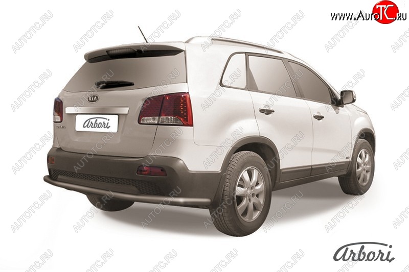 8 099 р. Защита заднего бампера Arbori (длинная, черная, 1 труба d57 mm). KIA Sorento XM дорестайлинг (2009-2012)  с доставкой в г. Новочеркасск