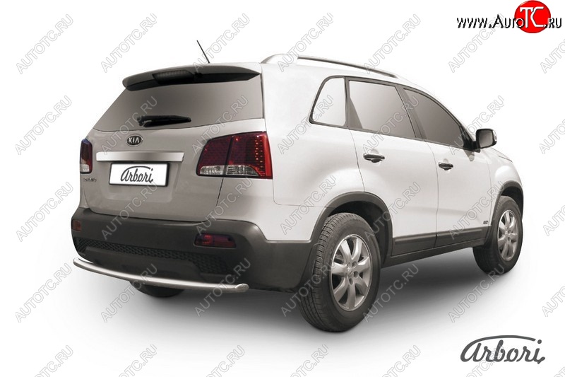 10 349 р. Защита заднего бампера Arbori (радиусная, нержавейка, 1 труба d57 mm). KIA Sorento XM дорестайлинг (2009-2012)  с доставкой в г. Новочеркасск