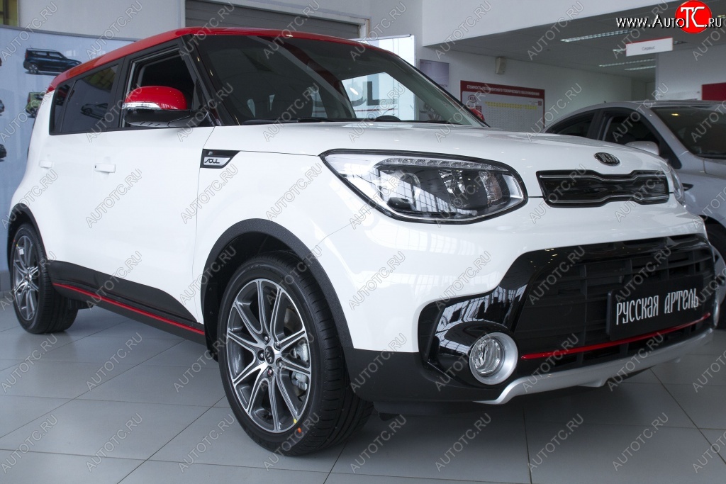 4 199 р. Накладки на колёсные арки RA (комплект 4 шт.)  KIA Soul  PS (2017-2019) рестайлинг (Поверхность шагрень)  с доставкой в г. Новочеркасск