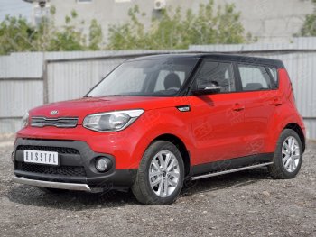 10 349 р. Защита переднего бампера (Ø75х42 мм, нержавейка) Russtal KIA Soul PS дорестайлинг (2014-2016)  с доставкой в г. Новочеркасск. Увеличить фотографию 3