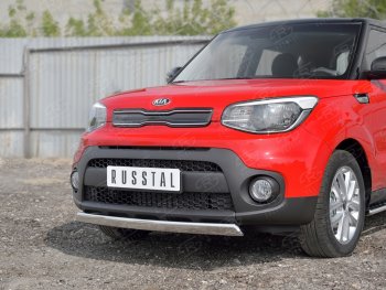 10 349 р. Защита переднего бампера (Ø75х42 мм, нержавейка) Russtal KIA Soul PS дорестайлинг (2014-2016)  с доставкой в г. Новочеркасск. Увеличить фотографию 4