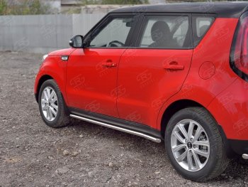 15 299 р. Защита порогов из круглой трубы диаметром 42 мм SLITKOFF v3 KIA Soul PS дорестайлинг (2014-2016)  с доставкой в г. Новочеркасск. Увеличить фотографию 3