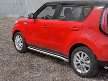 16 799 р. Защита порогов из круглой трубы диаметром 63 мм SLITKOFF v1 KIA Soul PS дорестайлинг (2014-2016)  с доставкой в г. Новочеркасск. Увеличить фотографию 2