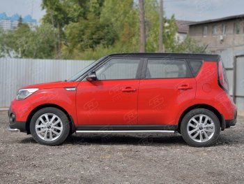 15 799 р. Защита порогов из круглой трубы диаметром 63 мм SLITKOFF v2 KIA Soul PS дорестайлинг (2014-2016)  с доставкой в г. Новочеркасск. Увеличить фотографию 2